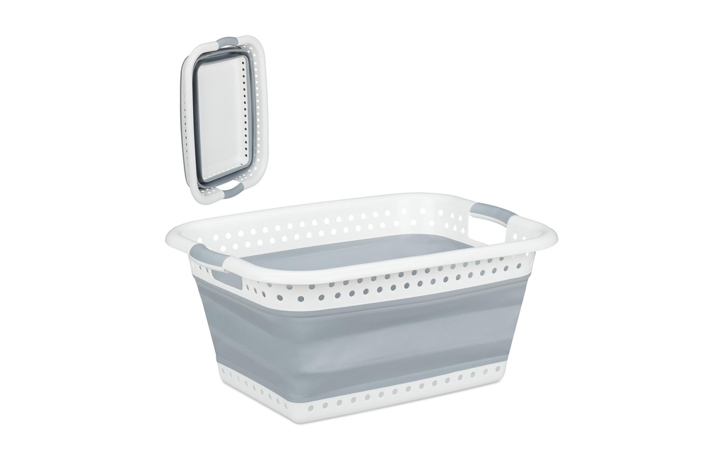 relaxdays Corbeille à linge 37 l, Gris/Blanc