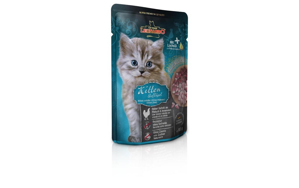 Leonardo Cat Food Alimentation humide Kitten Volaille, 85 g
