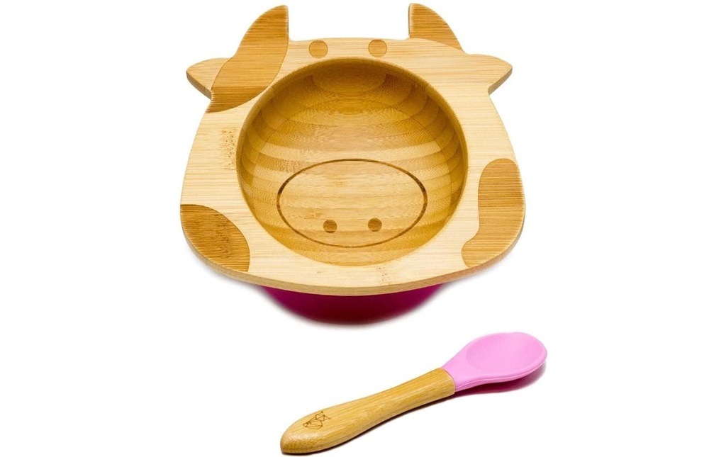 Kleinfuchs Assiette bébé bambou vache Rose