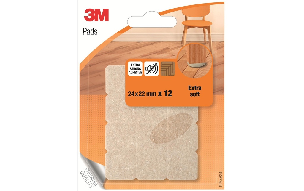 3M Echelle de pied de chaise Pads Extra-Soft 24 x 22 mm, Beige