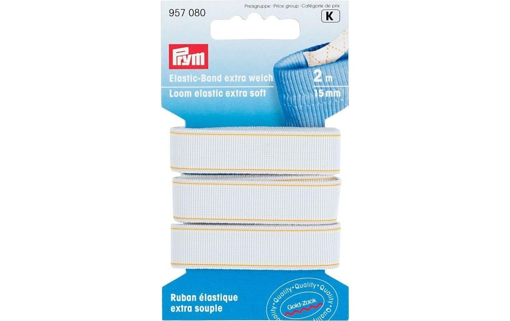 Prym Bande élastique Blanc, 2 m x 15 mm