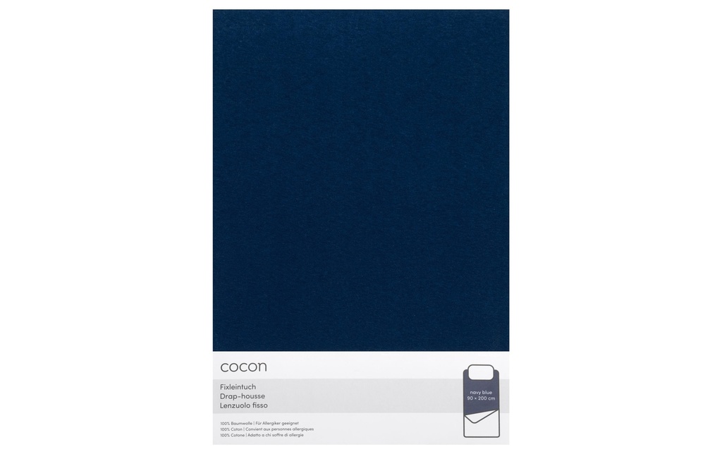 COCON Drap-housse Jersey 90-100 x 200 cm, Bleu marine