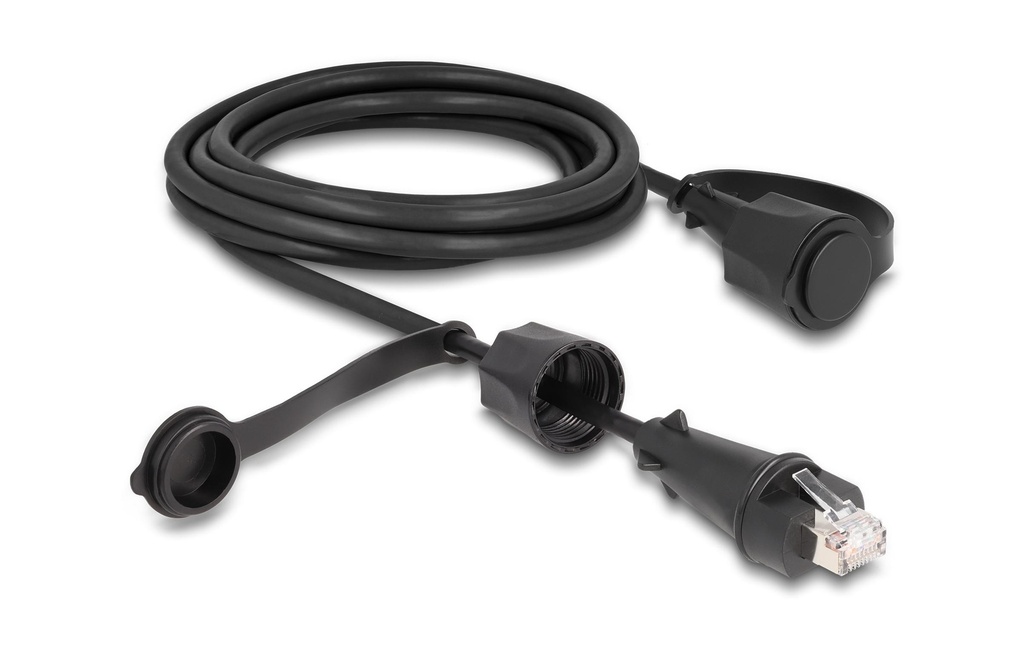 Delock avec bouchon de protection Cat 6, STP, 3 m, Noir