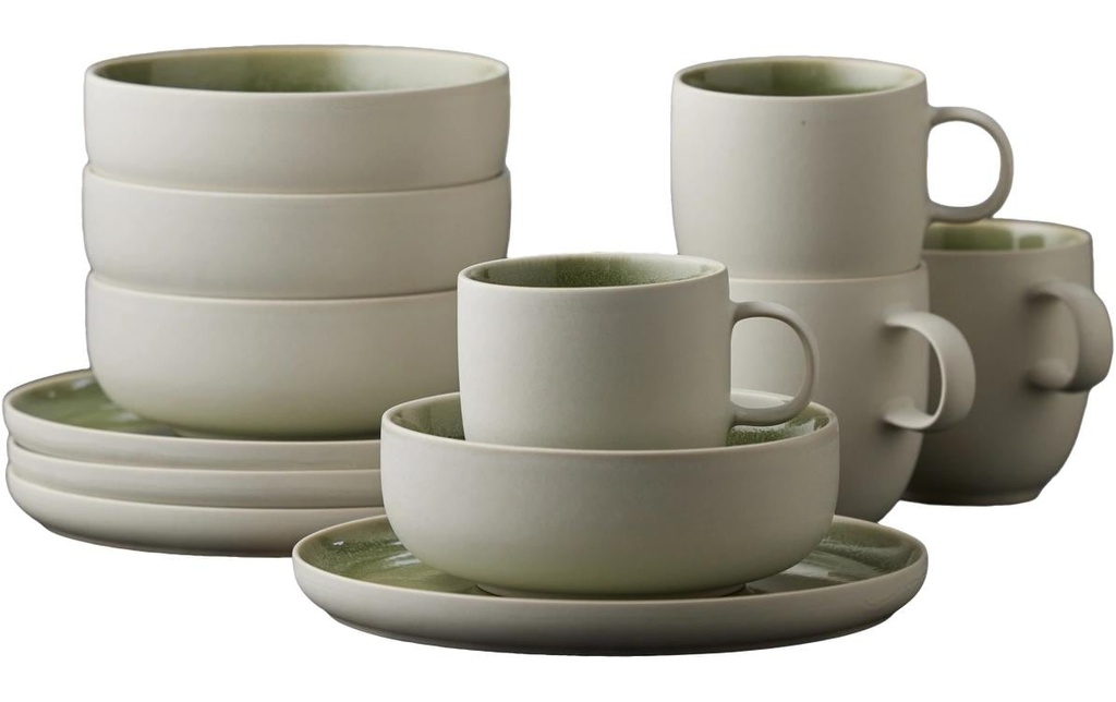 Studio Round Set d’assiettes North 12 pièces, Vert foncé