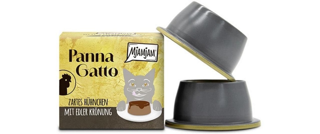 Mjamjam Panna gatto de poulet avec un couronnement noble, 2 x 80 g