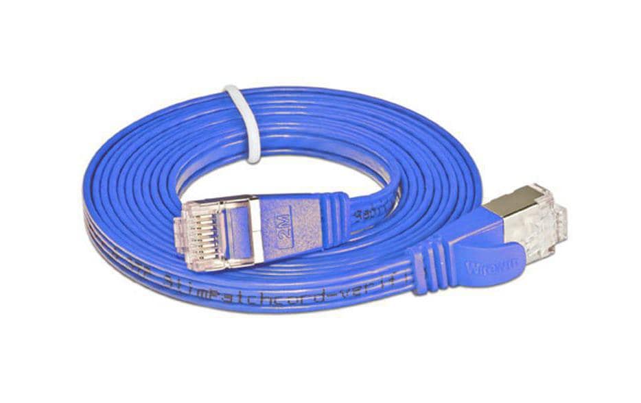 SLIM Câble patch slim RJ-45 - RJ-45, Cat 6, STP, 0.15 m, Bleu