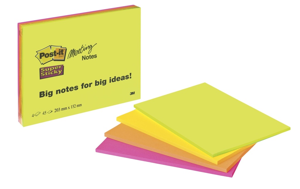 Post-it Fiche de bloc-notes Post-it Super Sticky 14,9 x 20 cm Couleur