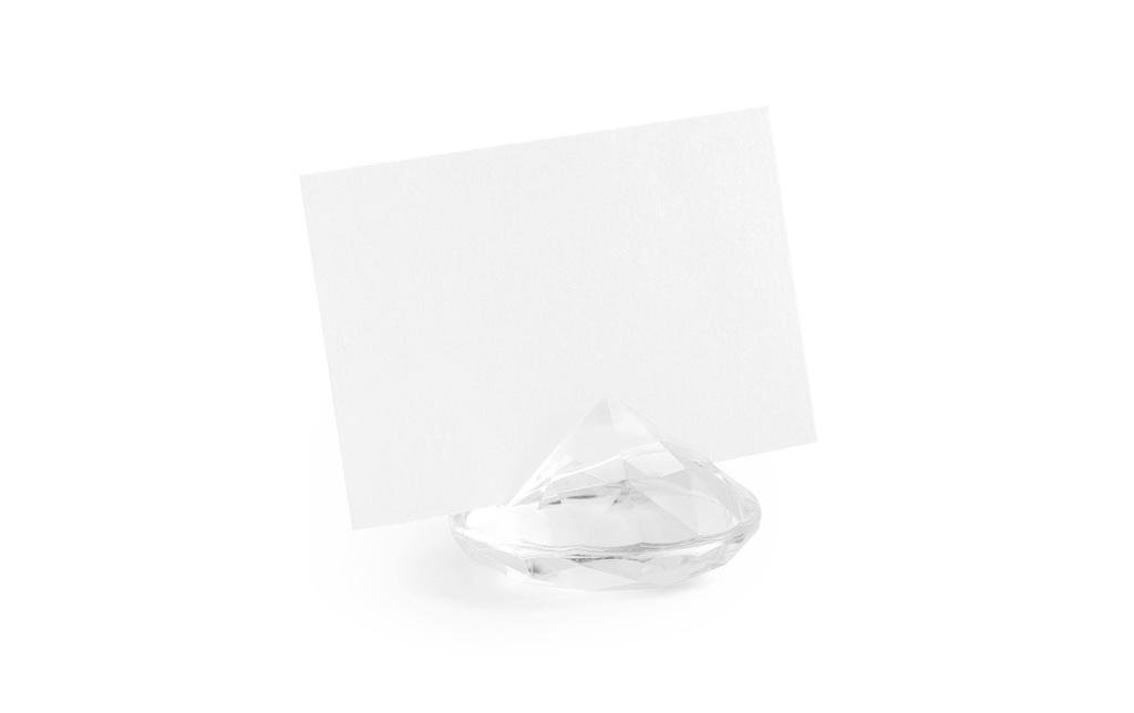 Partydeco Marque-place de table Diamants de support 4 cm, 10 pièces, Transparent