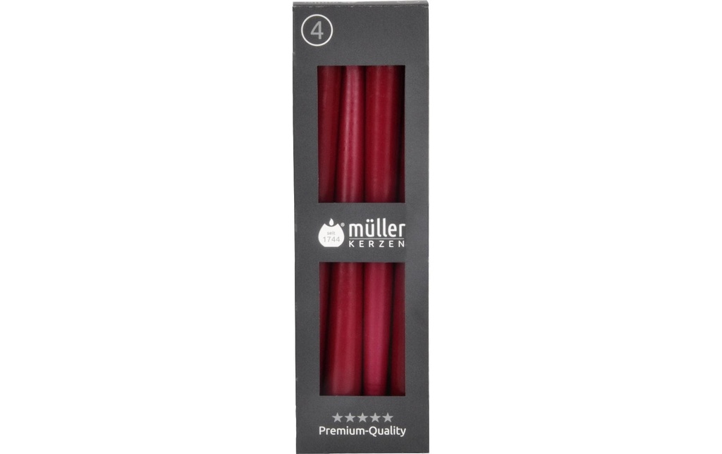 müller Kerzen Bougie Etoile 24.5 x 2.2 cm, Bordeaux, 4 pièces