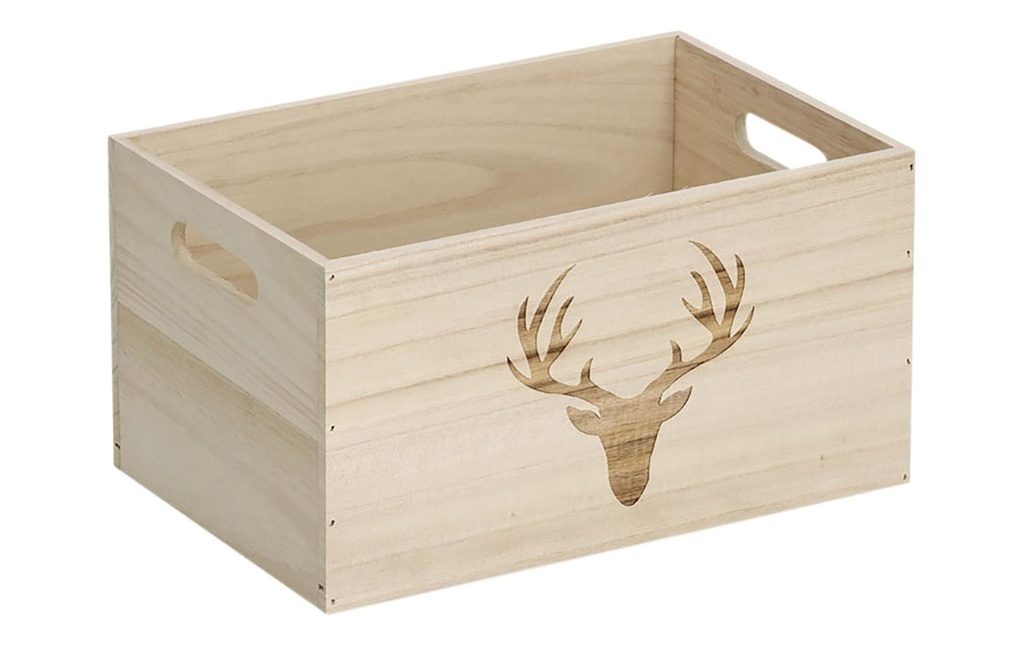 Zeller Present Caisse de rangement avec cerf 30 x 20 x 16 cm, Nature
