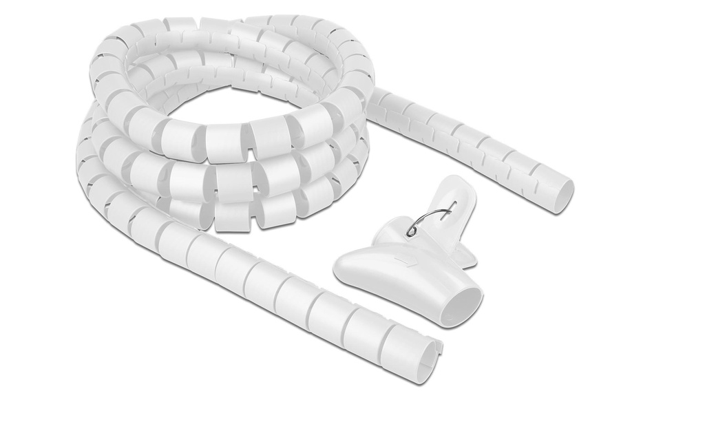 Delock Tuyau en spirale avec outil de rétraction, 2.5 m x 30 mm Blanc