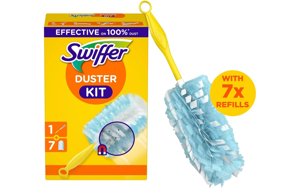 Swiffer Aimant à poussière avec poignée 7 pièces, Bleu/Jaune
