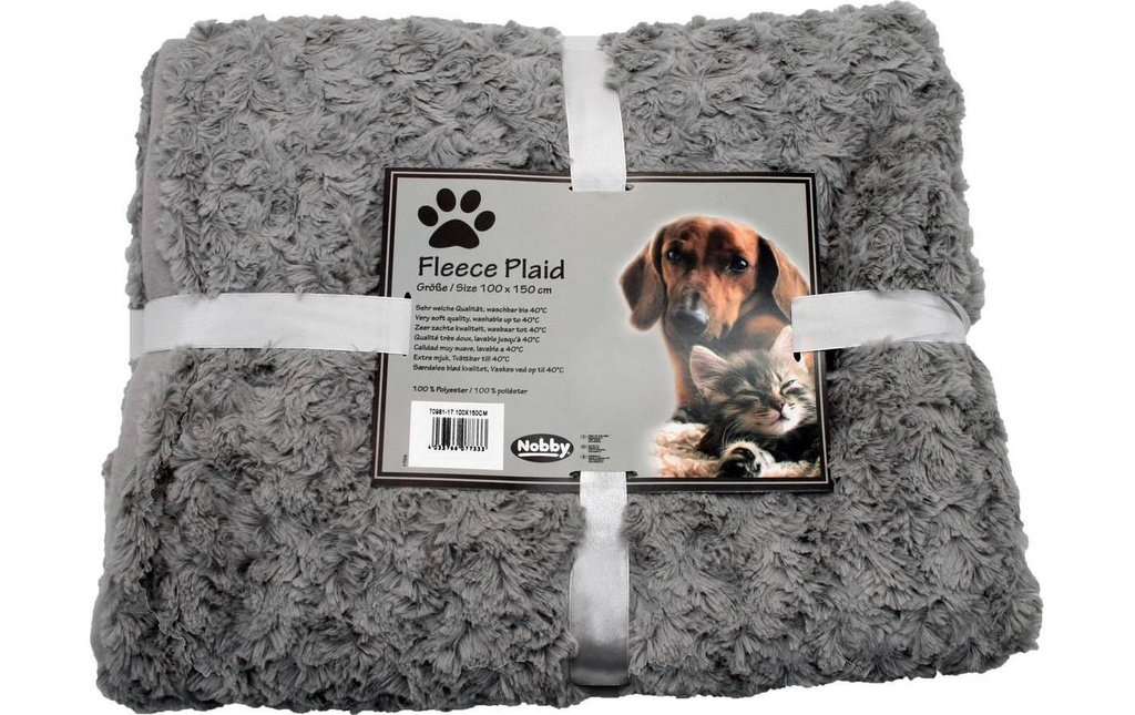 Nobby Couverture en polaire pour chien SuperSoft gris clair, 100 x 150 cm