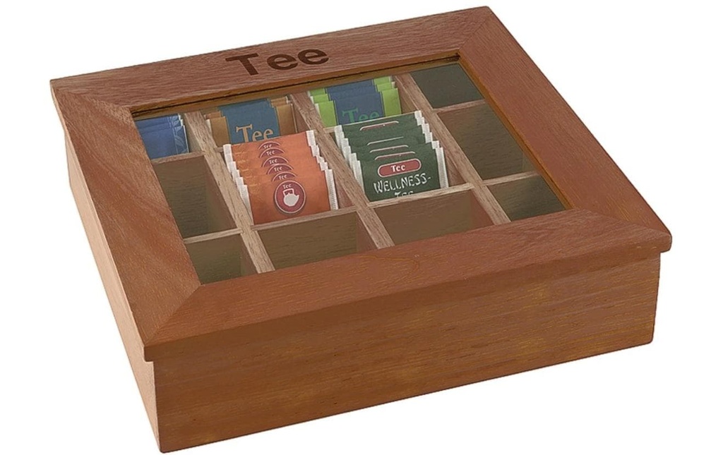 APS Boîte à thé avec 12 compartiments Brun foncé