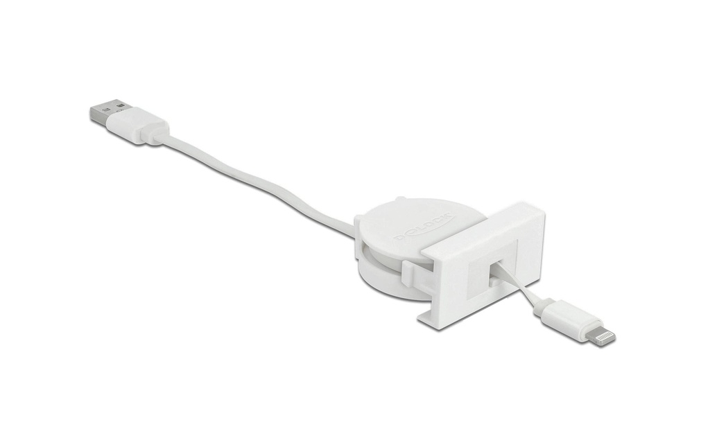 Delock Easy 45 Module USB 2.0 Câble rétractable USB-A - Lightning 0.5 m
