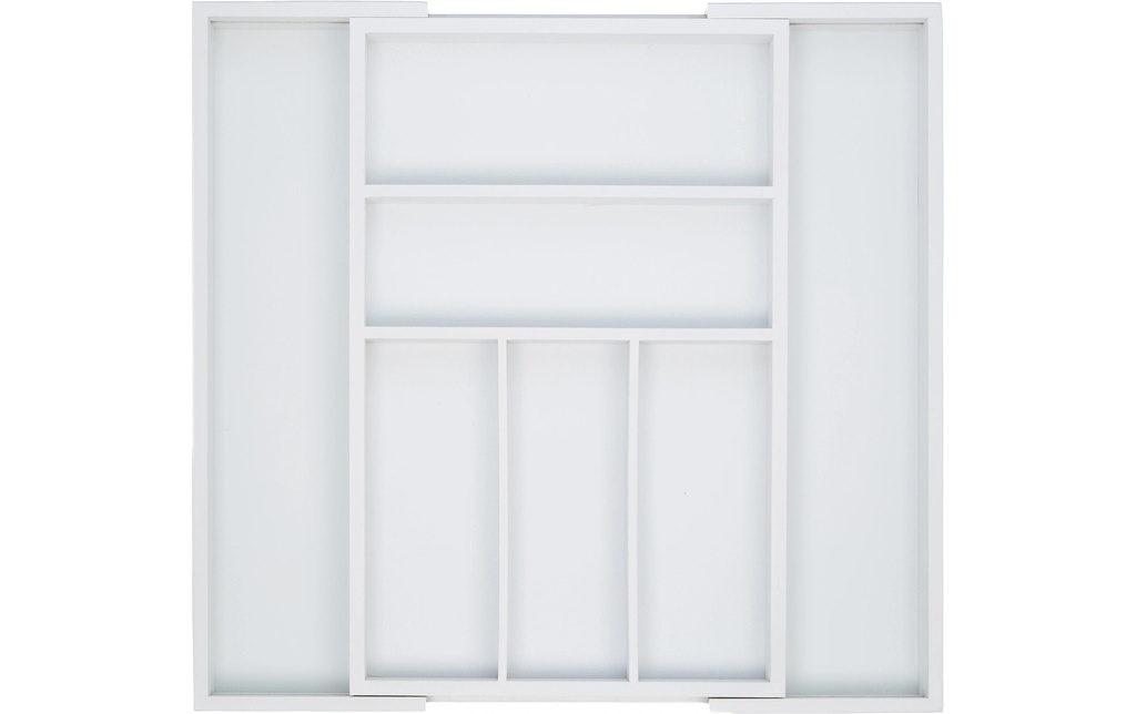 relaxdays Casier à couverts extensible Blanc
