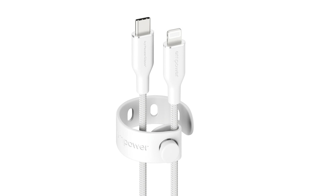 emPower by PanzerGlass Câble USB 2.0 Racing 60 W argent blanc USB-C - Lightning 1.2 m