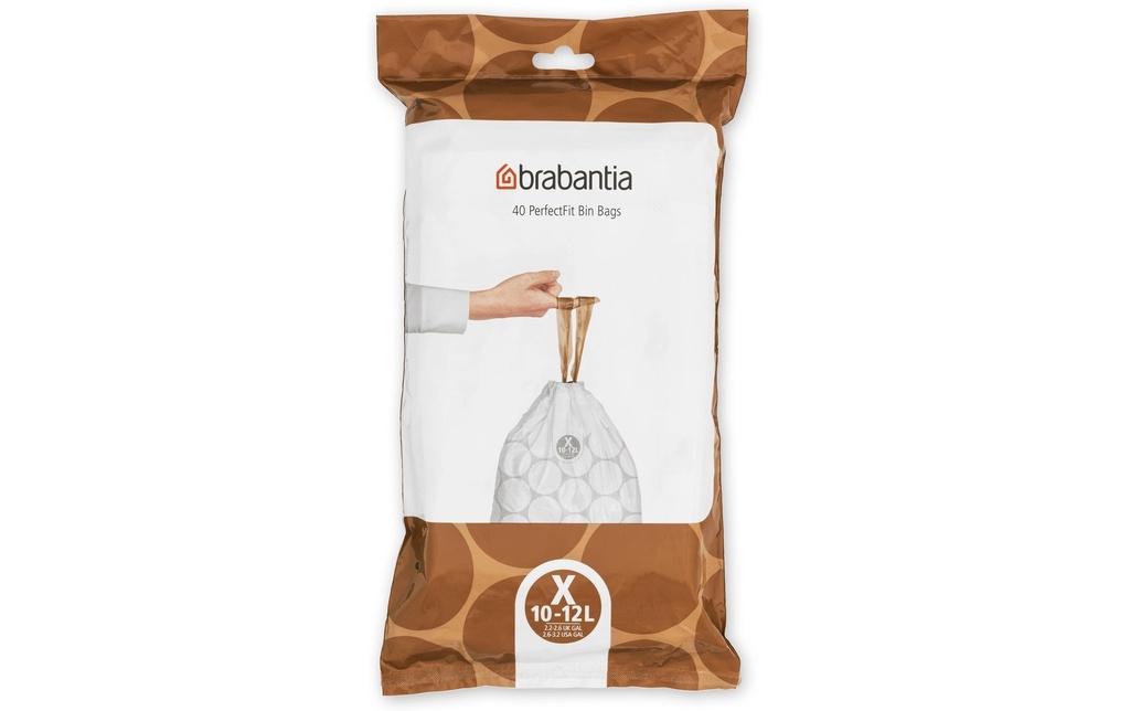 Brabantia Sac à ordures ménagères PerfectFit X 10-12 l, 40 Pièce/s
