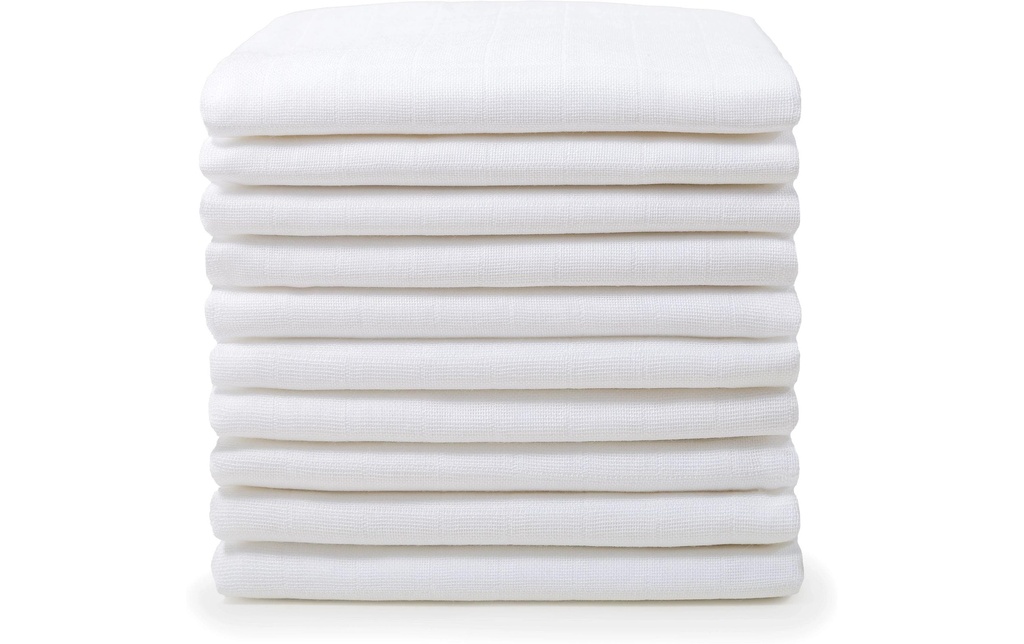 MAKIAN Serviette en gaze Lot de 8 70 x 70 cm, blanc