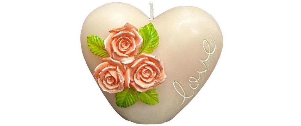 Dameco Bougie en forme de cœur Blanc/Rose