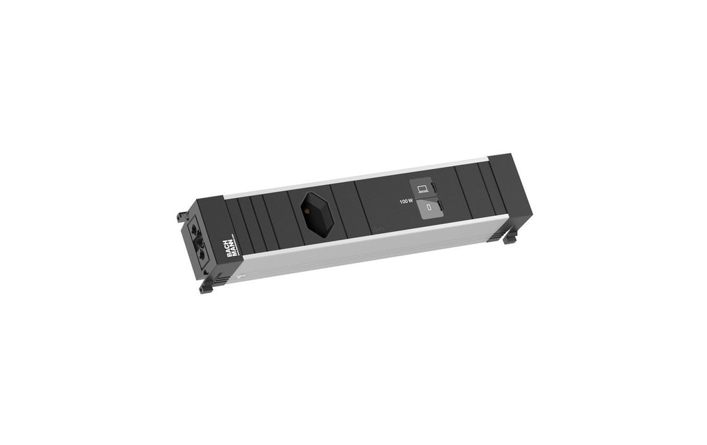 Bachmann Bloc multiprises d’encastrement CONF M 1xT13 1xUSB C/C 100W noir