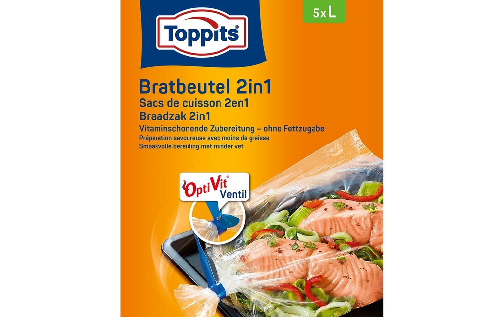 Toppits Sachet de cuisson 2 en 1 Taille L, 5 Pièce/s