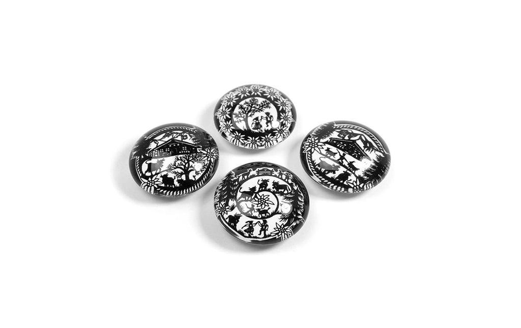 Trendform Aimant EYE Swiss Tradition Set de 4 pièces, Noir/Blanc