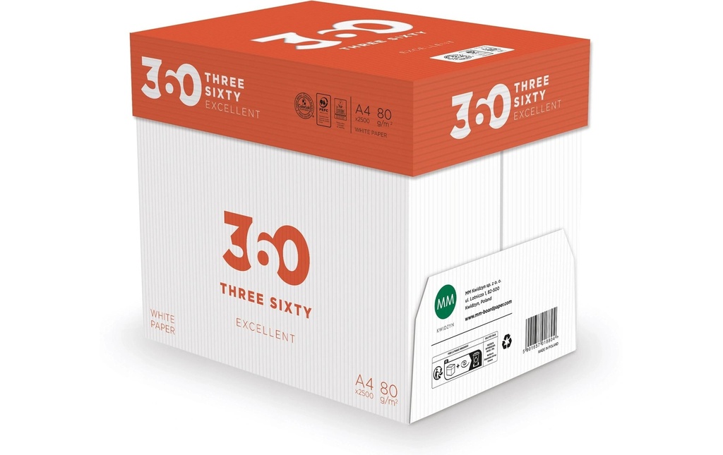 360 Papier pour photocopie Excellent A4, Extra-blanc, 80 g/m², 1 palette