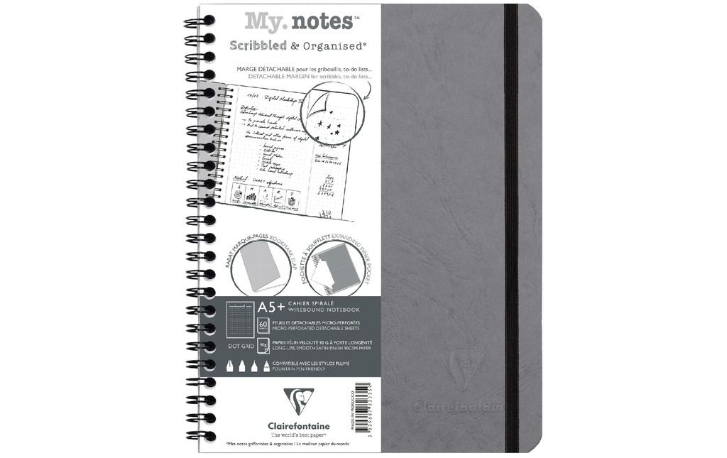 Clairefontaine Bloc-notes AgeBag A5+, dotted, gris