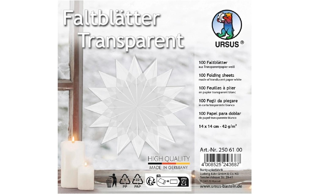 URSUS Feuilles origami Origami 14 x 14 cm, 42 g/m², 100 feuilles
