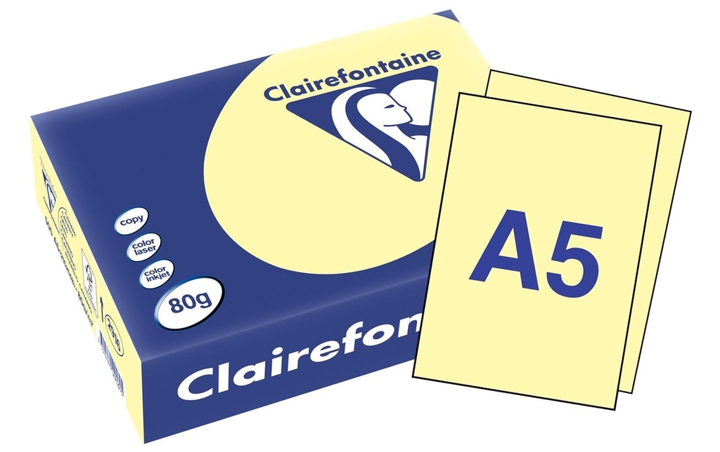 Clairefontaine Papier pour photocopie Trophée A5, jaune, 80 gm2, 500 feuilles