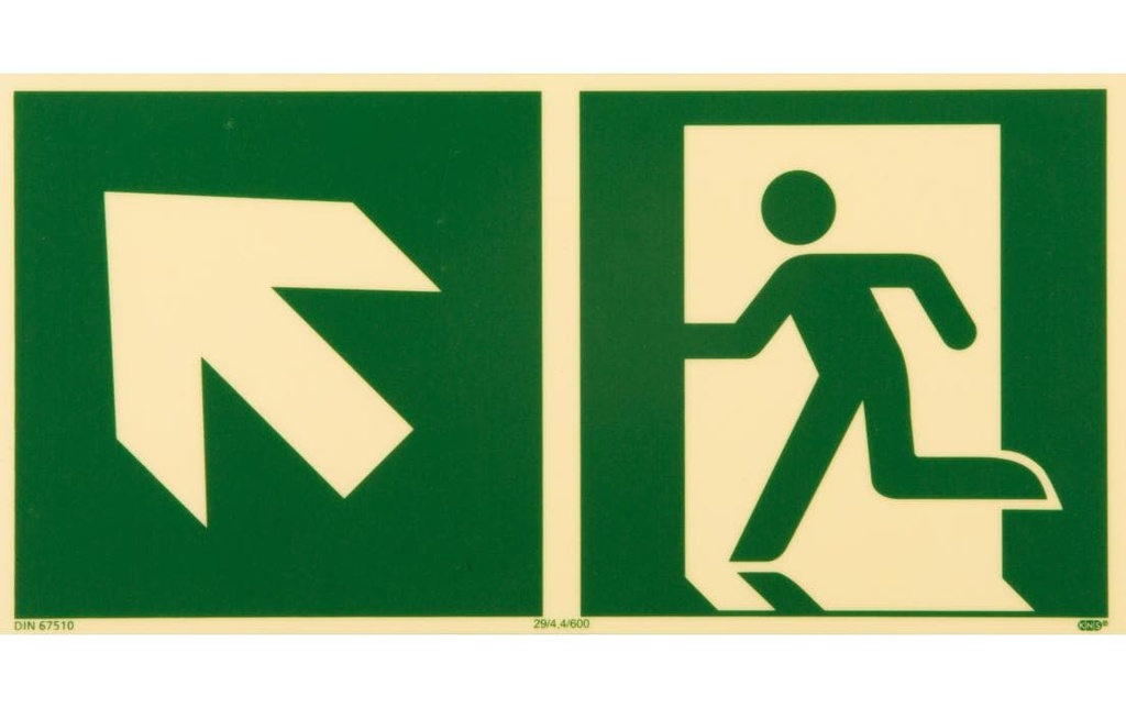 P.R.O. Voie d'évacuation gauche ascendante – pictogramme 150 x 300 mm