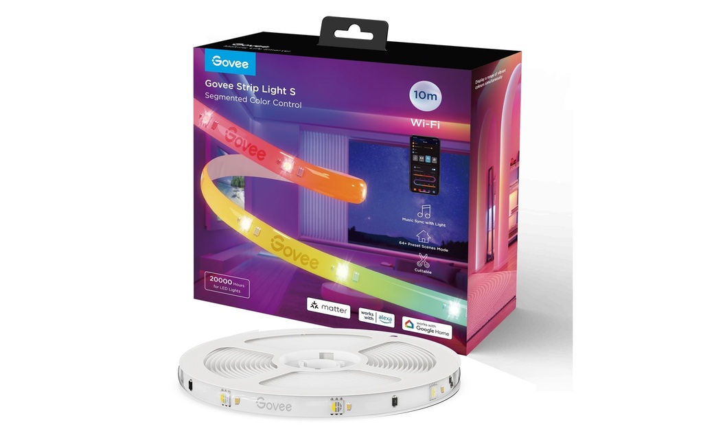 Govee Bande LED Light S, Wi-Fi / Bluetooth / Matter, 10 m, RGBIC