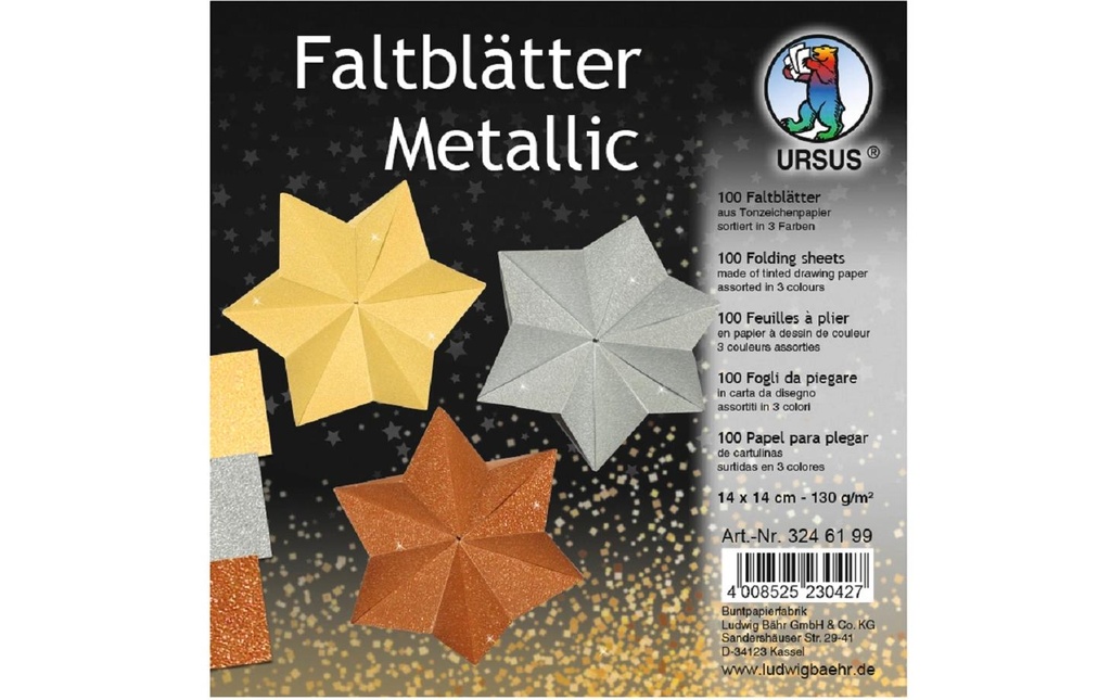 URSUS Feuilles origami Origami 14 x 14 cm, 130 g/m², 100 feuilles