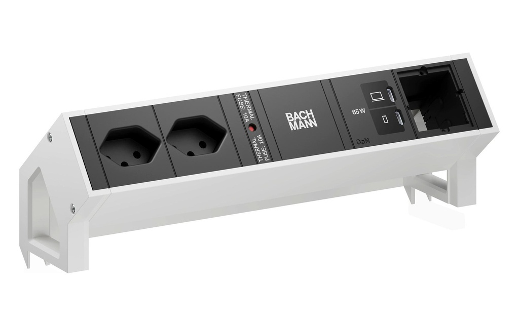 Bachmann Bloc multiprises de table DESK2 2xT13 1xUSB C/C 65W 1xCM blanc