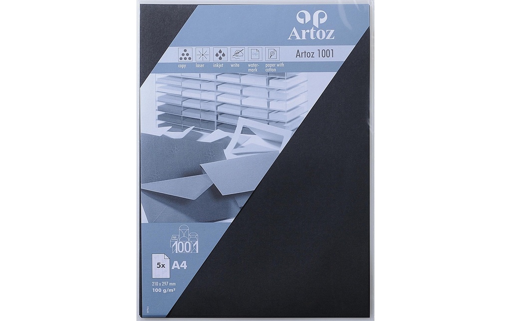 Artoz Papier à lettres 1001 A4 100 g/m² 5 Blatt, Noir
