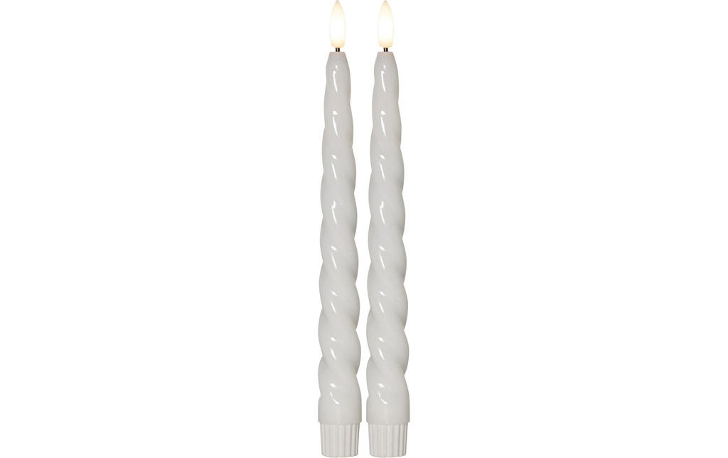 Star Trading Set de bougies LED sur tige Flamme Shine, 24.5 cm, blanc