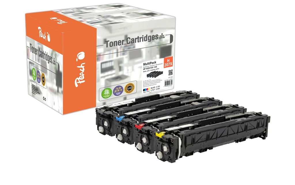 Peach Kits de toner HP No. 207X BK/C/M/Y