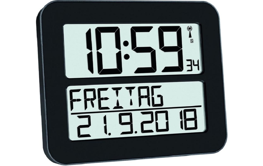 TFA Dostmann Horloge murale radio Timeline Max Noir