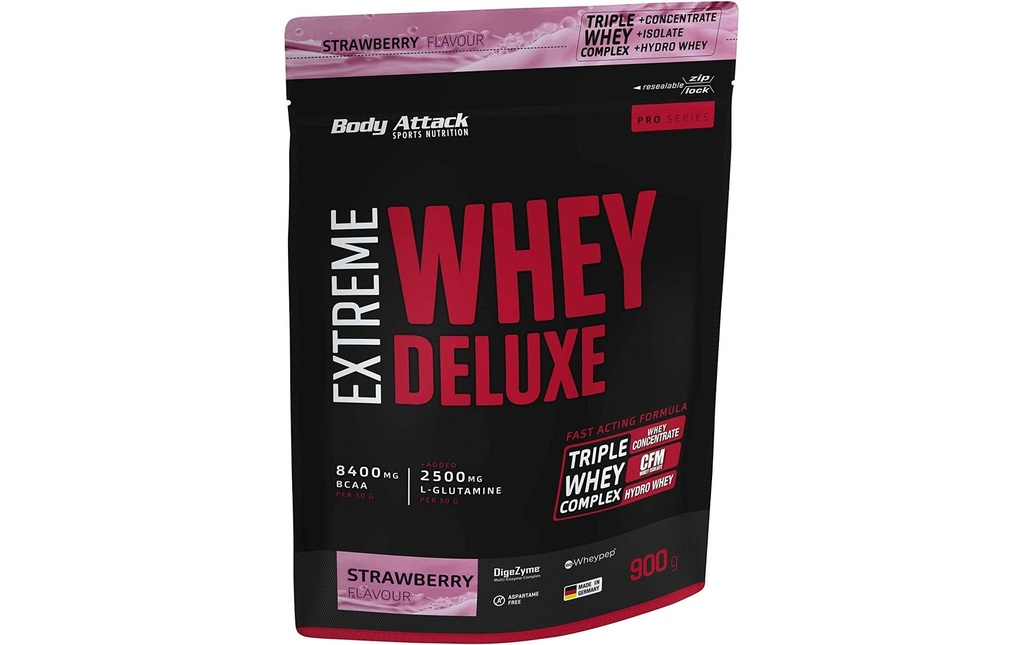 Body Attack Poudre Extreme Whey Deluxe Fraise 900 g