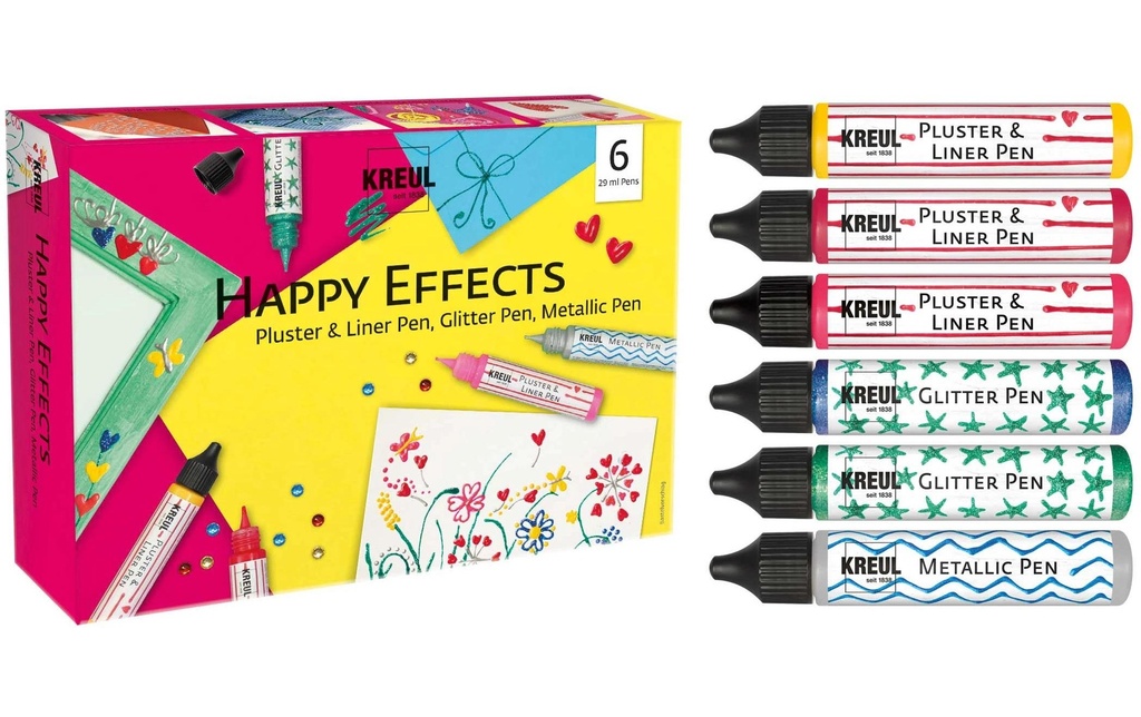 Kreul Peinture luminescente Set Pen Liner Happy Effects 29 ml x 6 pièces