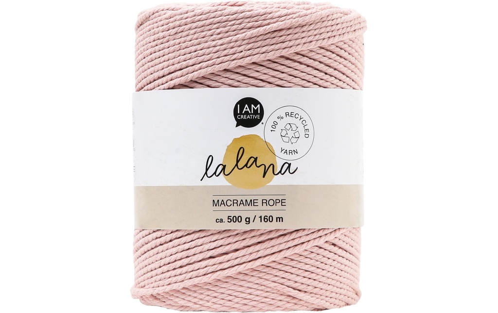 lalana Laine Macrame rope 2 mm, 500g, Rose pâle