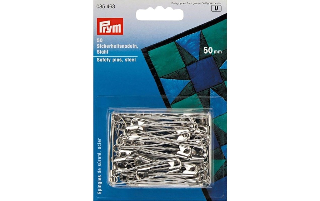 Prym Epingle de sûreté Argent, n° 3, 50 mm