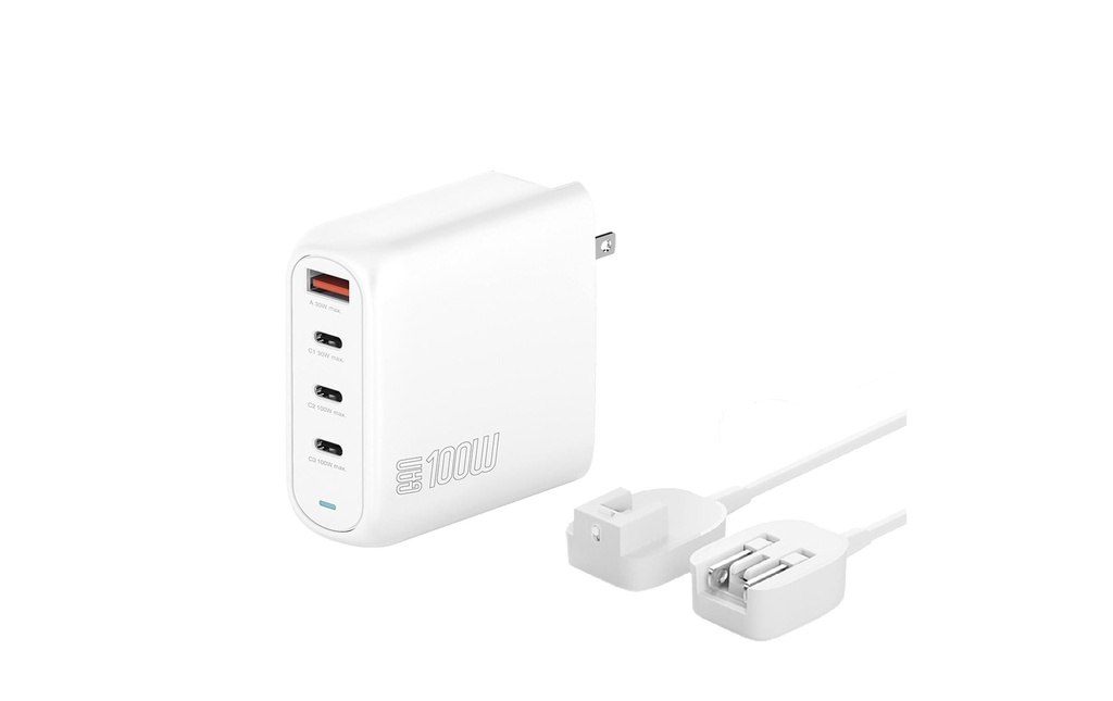 4smarts Chargeur GaN Flex Pro 100W 3 USB-C+1 USB-A Travel Edition