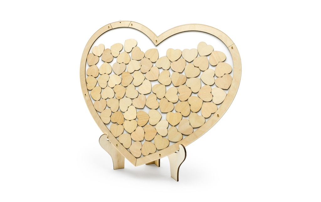 Partydeco Accessoires de mariage Coeur en bois 44 x 37.5 cm, brun
