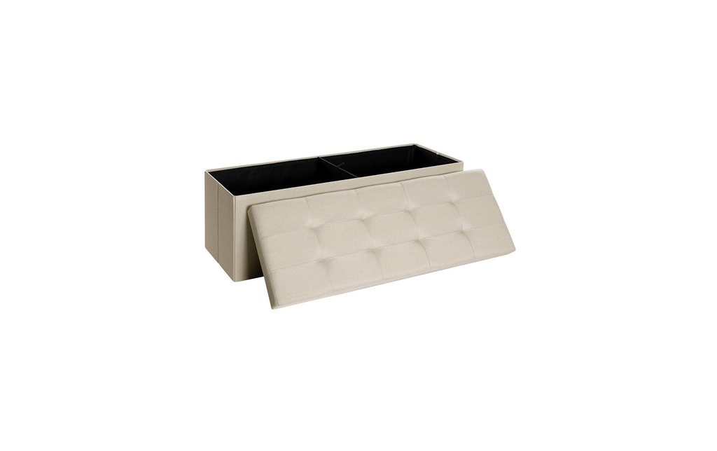Songmics Coffre-siège Ottomane avec espace de rangement 110 x 38 cm, Beige