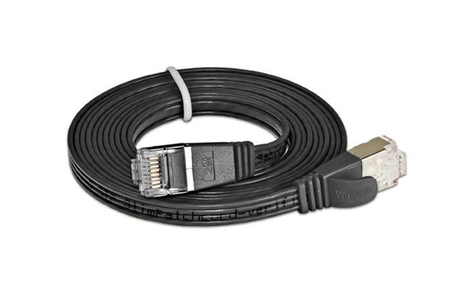 SLIM Câble patch slim RJ-45 - RJ-45, Cat 6, STP, 2 m, Noir