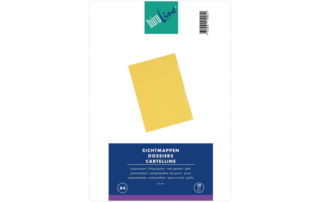 Büroline Pochette transparente A4 Jaune mat, 10 pièces