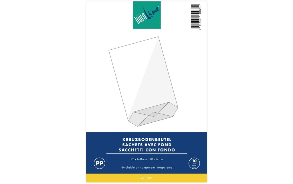 Büroline Sac transparent 9.5 x 16 cm, 10 pièces, Transparent