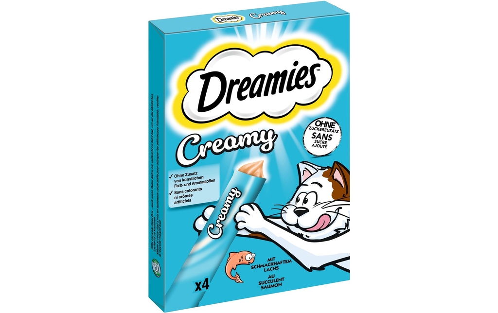 Dreamies Collation pour chat Saumon crémeux, 4 x 10g